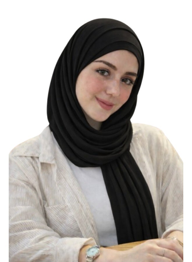 طرحة قطن ليكرا مع بندانة  باللون الاسود مقاس 2 متر × 60 سم  خامة مريحة وثبات مثالي طوال اليوم - Image 1